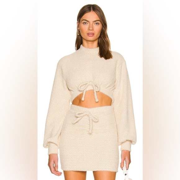 Revolve x MAJORELLE Loulya Top and Mini Skirt Sweater Set in Buttermilk - Picture 16 of 16
